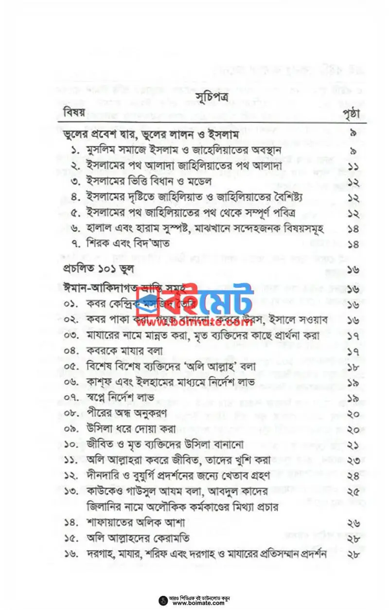 মুসলিম সমাজে প্রচলিত ১০১ টি ভুল PDF (Muslim Somaje Procholito 101 Vul) - ১