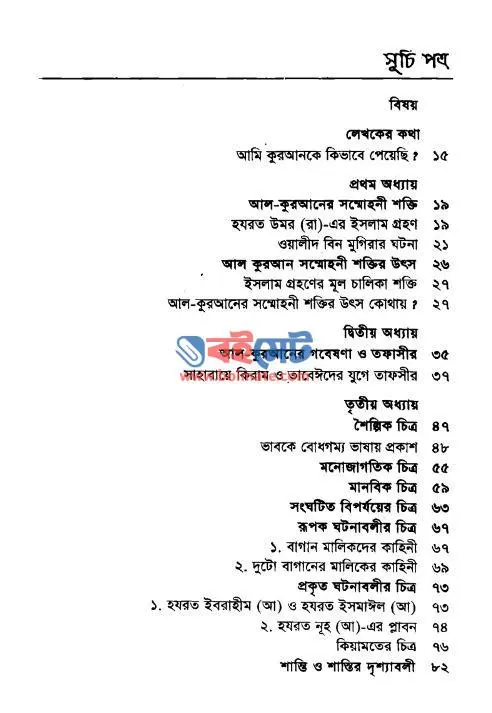 আল কুরআনের শৈল্পিক সৌন্দর্য PDF (Al Quraner Shoilpik Sundorjo) - সূচিপত্র ১