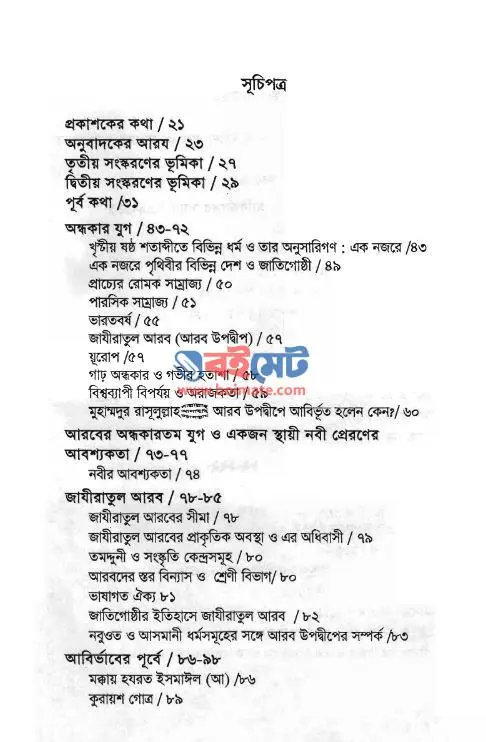 নবীয়ে রহমত PDF (Nobiye Rahmat) - সূচিপত্র ১