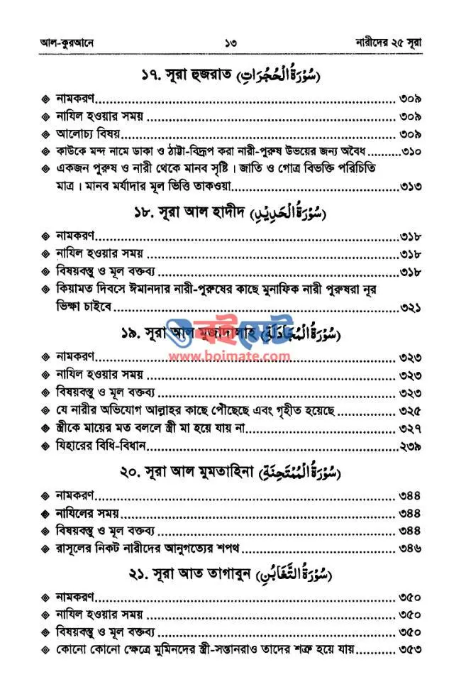 আল কুরআনে নারীদের ২৫ সুরা PDF (Al Qurane Narider 25 Sura) - সূচিপত্র ৩