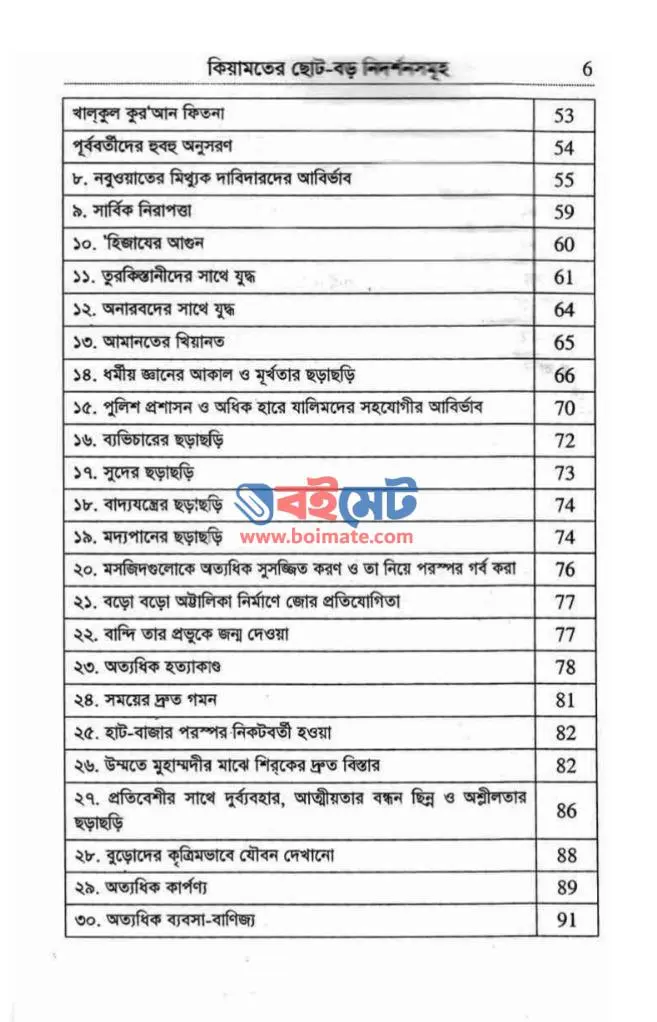 কিয়ামতের ছোট বড় নিদর্শনসমূহ PDF (Kiyamoter Choto Boro Nidorshonsomuho) - সূচিপত্র ২