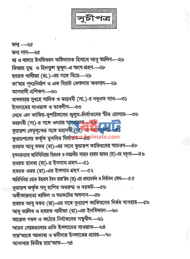 সীরাতে রসূল আকরাম ﷺ PDF (Sirate Rosul Akram ﷺ) - সূচিপত্র ১